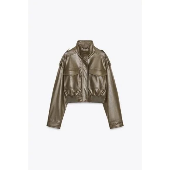 ZARA FAUX LEATHER SHORT JACKET - Picture 13 of 15